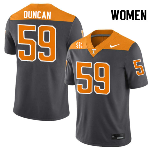 Women #59 Cody Duncan Tennessee Volunteers College Football Jerseys Stitched-Anthracite